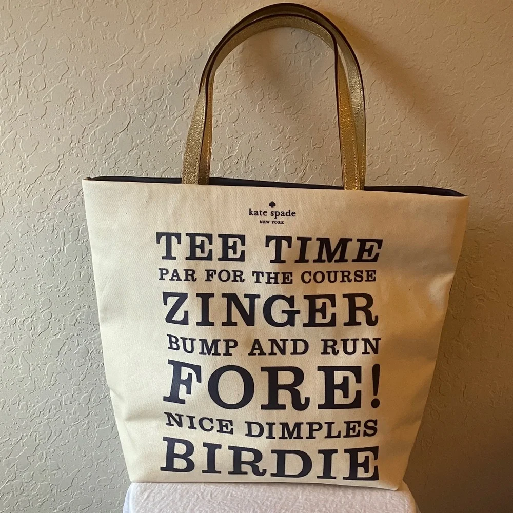 Kate Spade: Tee Time Birdie Golf Tote Bag- Storybook lining